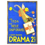 Advertising Poster Drama Cigarettes Snip Orakel Oracle German Prophecy Cards Midcentury