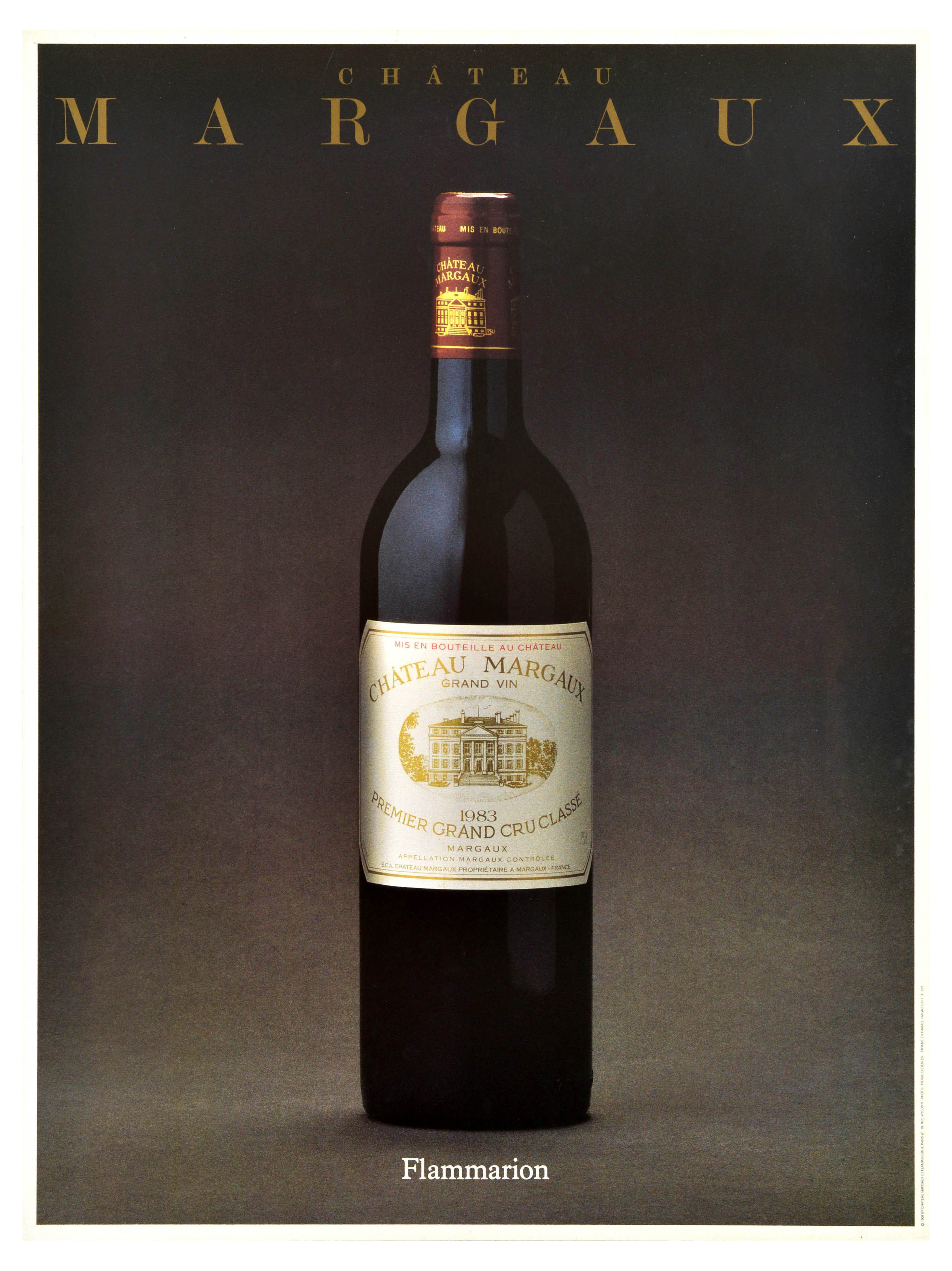 Advertising Poster Chateau Margaux Wine Premier Grand Cru Classe Alcohol Drink