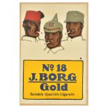 Advertising Poster Jacob Borg Gold Cigarette Soldiers Smoking Tobacco