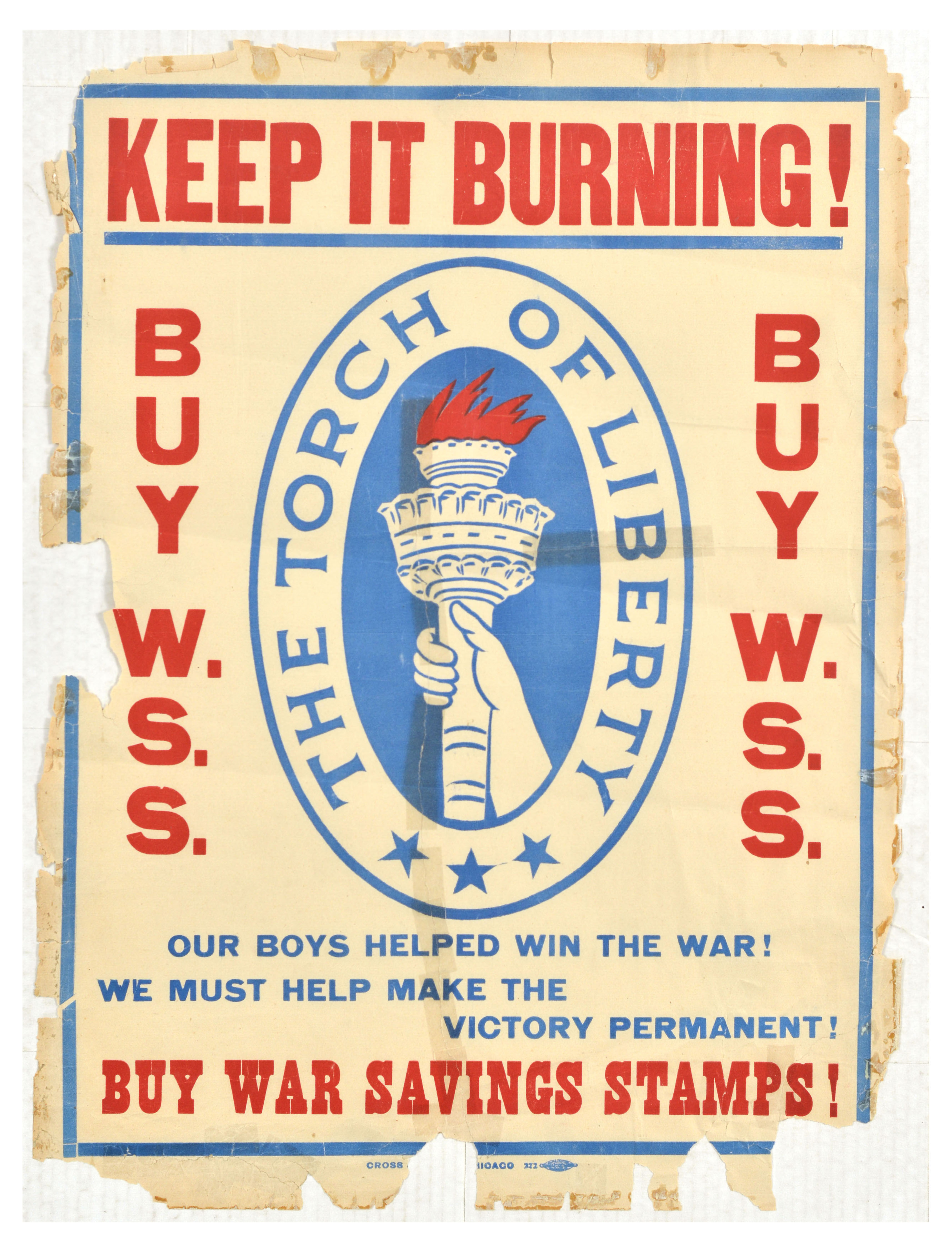 Propaganda Poster War Savings Stamps Torch Of Liberty WWI USA