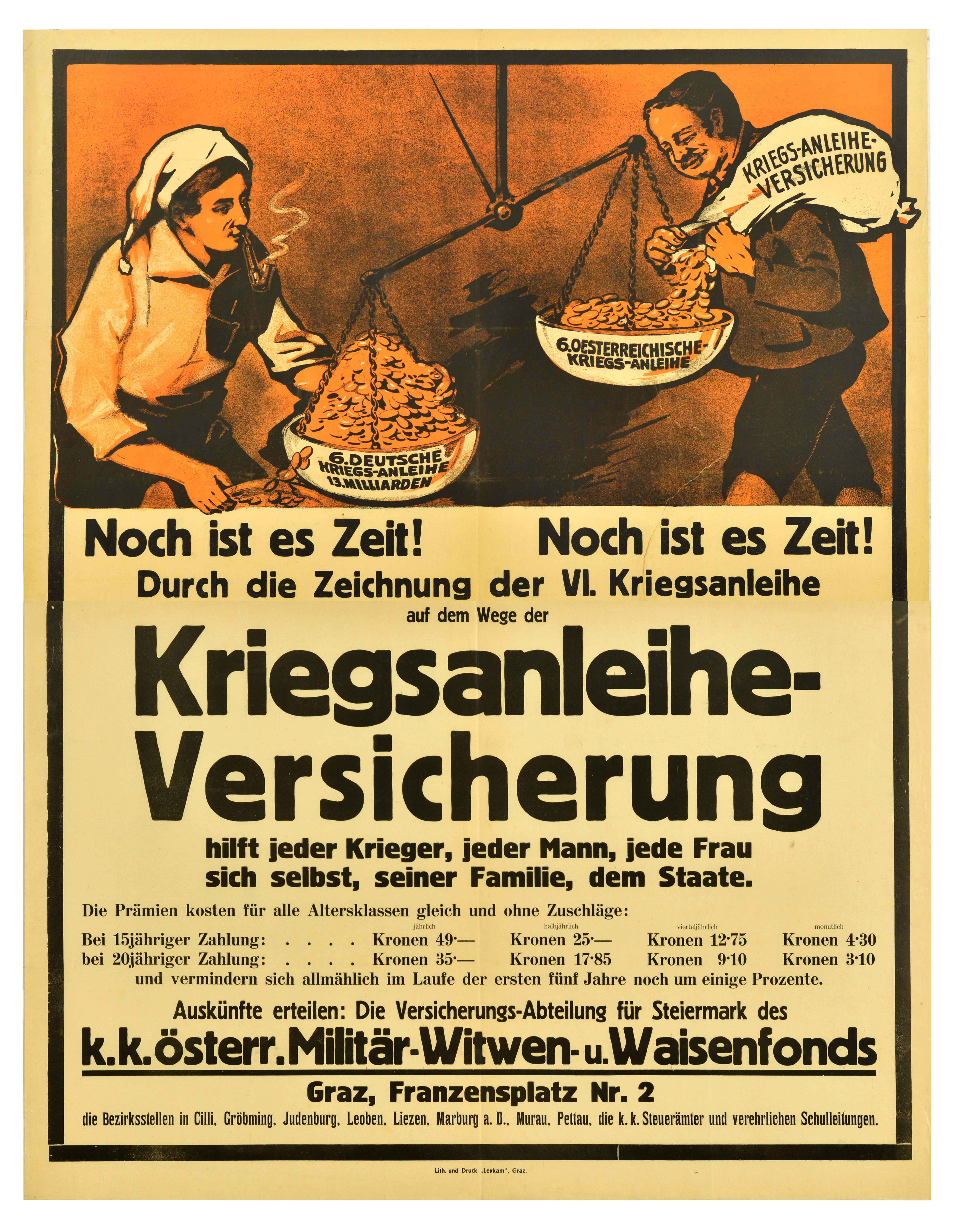 War Poster War Loan Austria Kriegsanleihe Versicherung WWI