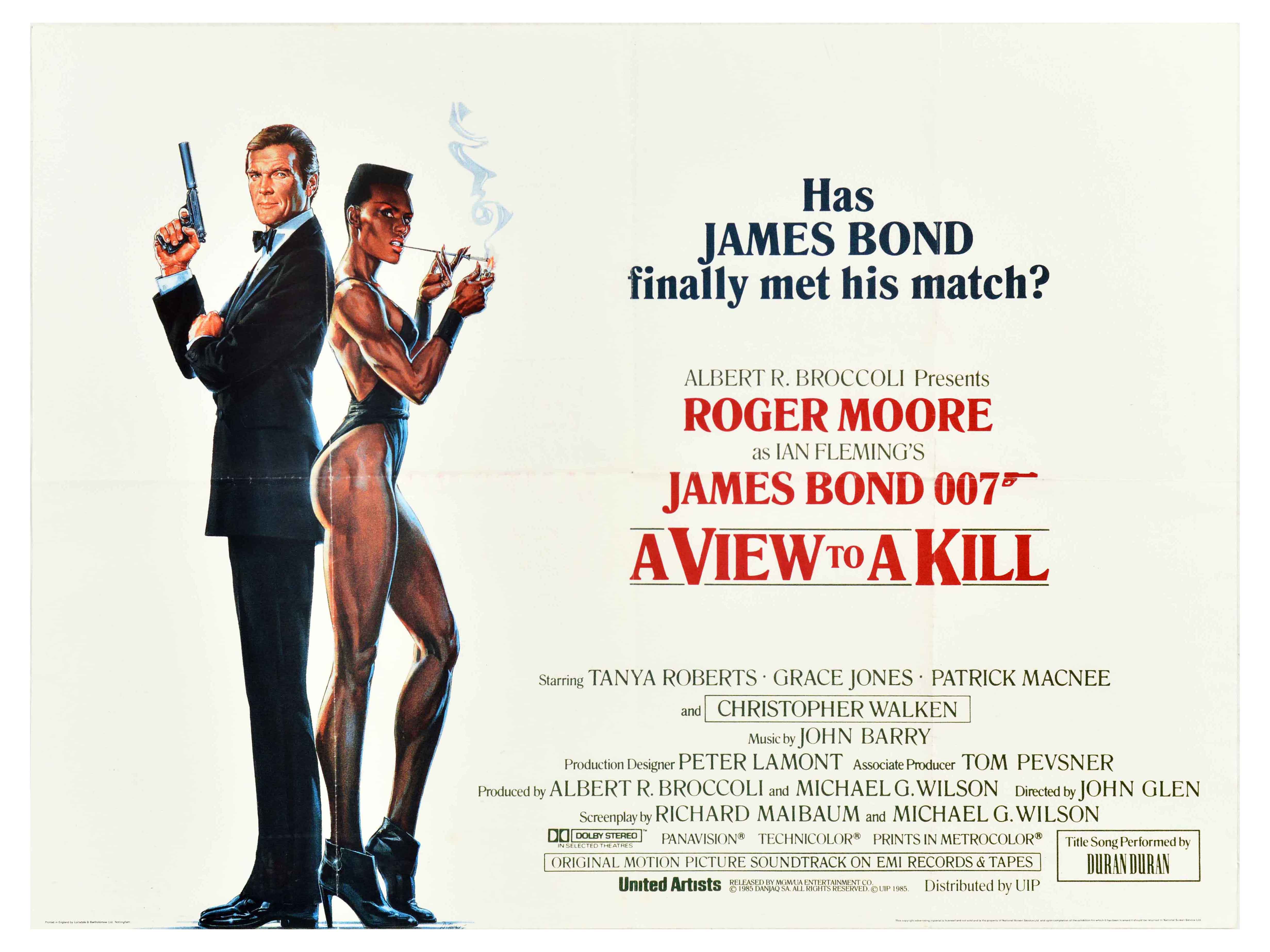 Movie Poster James Bond A View To A Kill 007 Spy Roger Moore Grace Jones