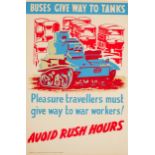 War Poster Buses Give Way To Tanks WWII
