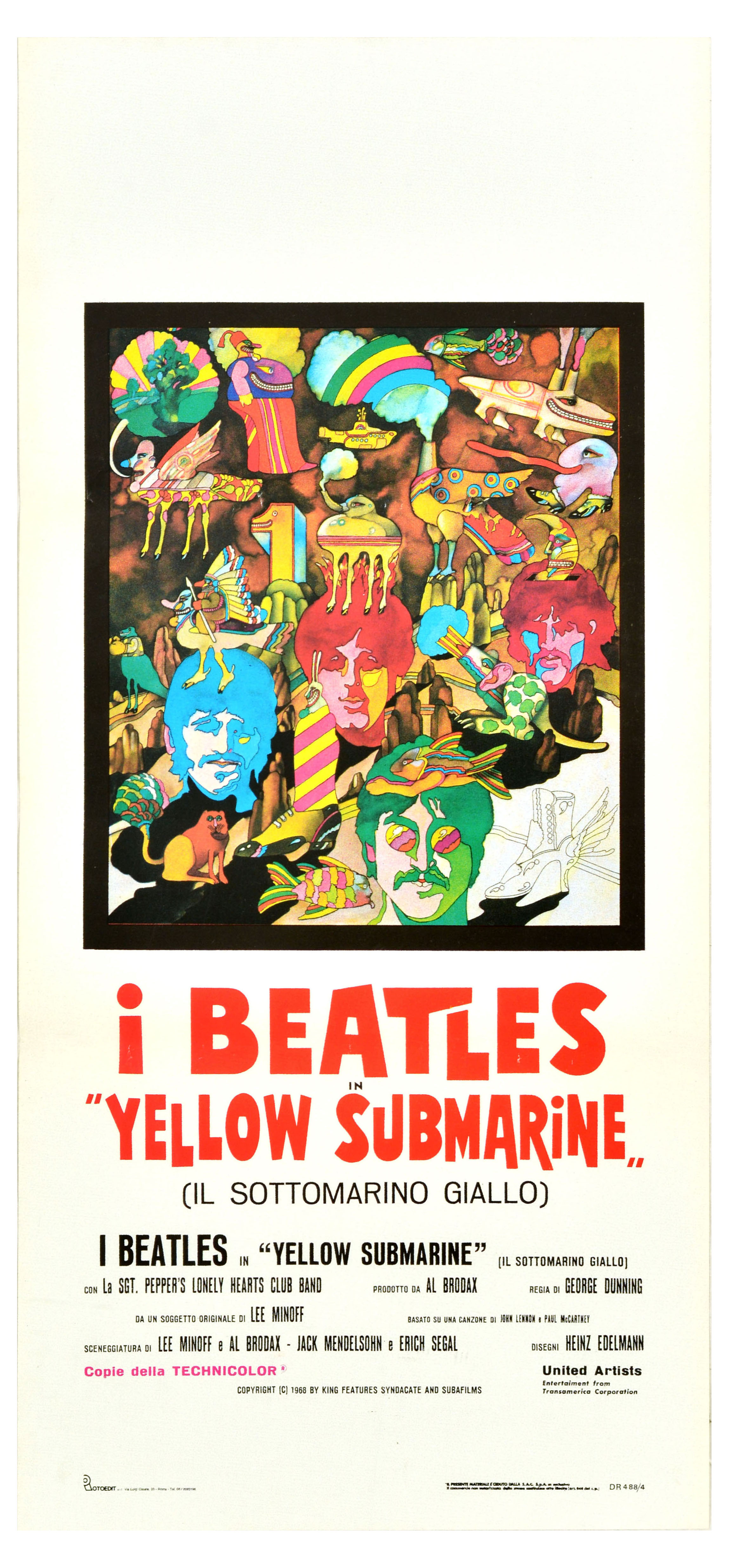 Movie Poster Beatles Yellow Submarine Il Sottomarino Giallo Music