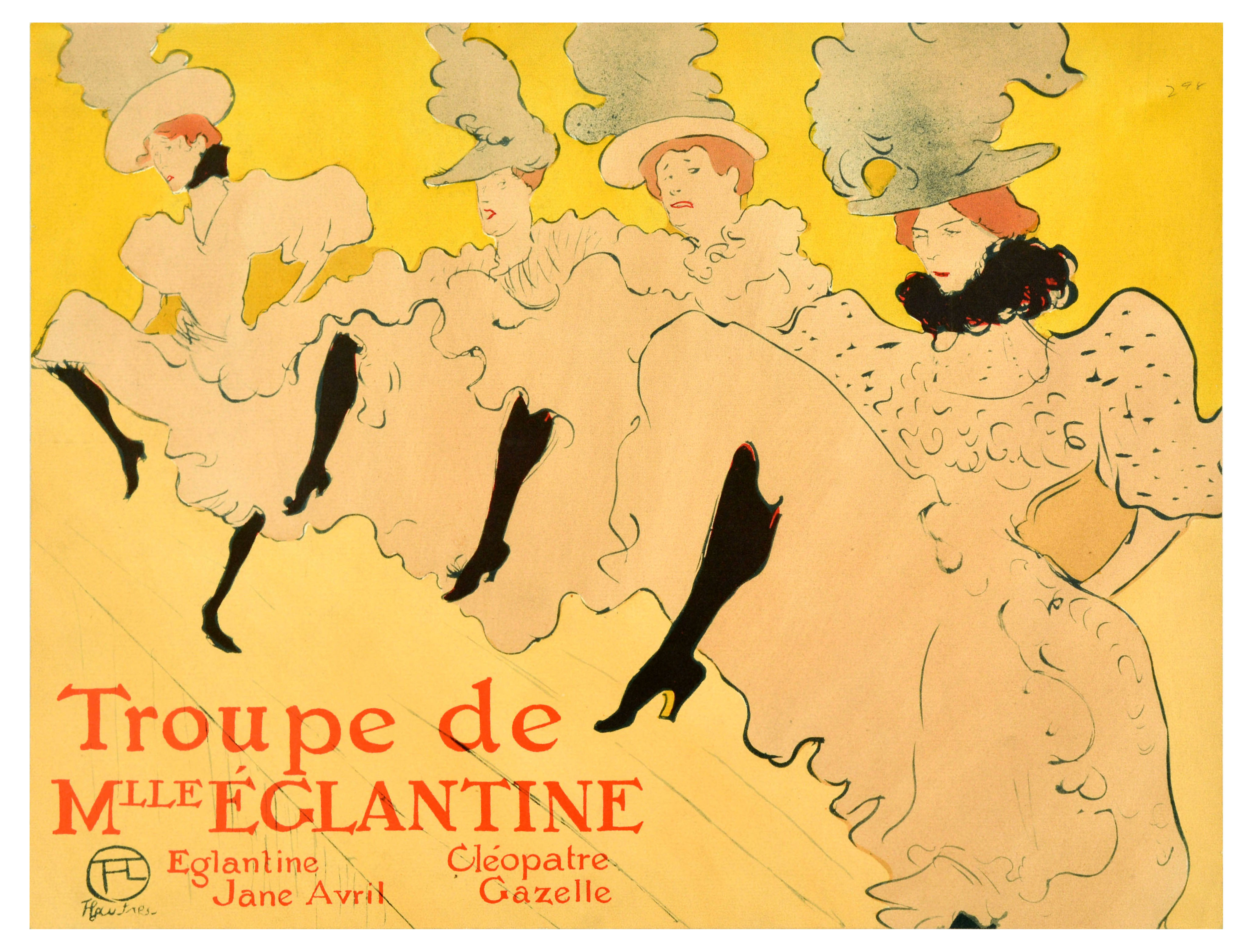 Advertising Poster Troupe De Mlle Eglantine Toulouse Lautrec Jane Avril Can Can Dancer 