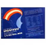 Sport Poster International Sportfest Vienna Austria Flag 1954