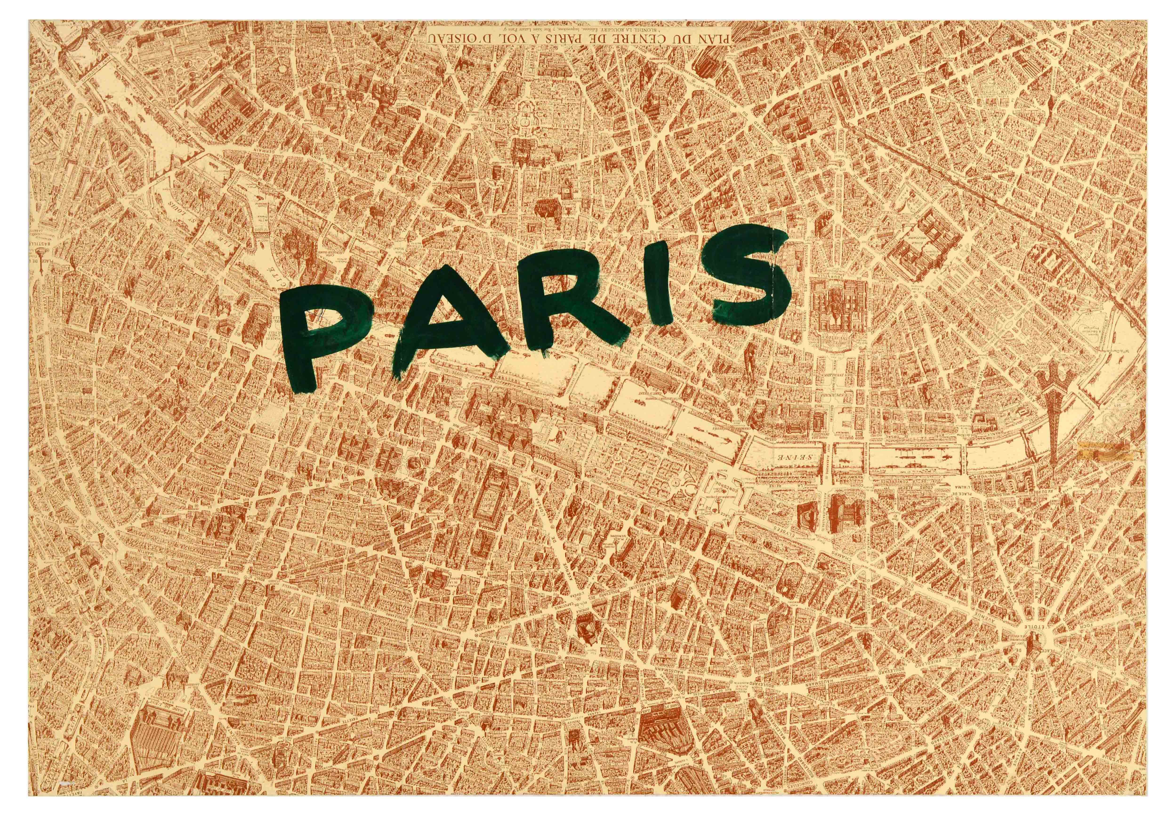 Travel Poster Paris Map Birds Eye View French
