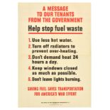 War Poster Help Stop Fuel Waste WWII America War Effort