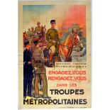 Propaganda Poster Troupes Metropolitaines France Cavalry Tanks