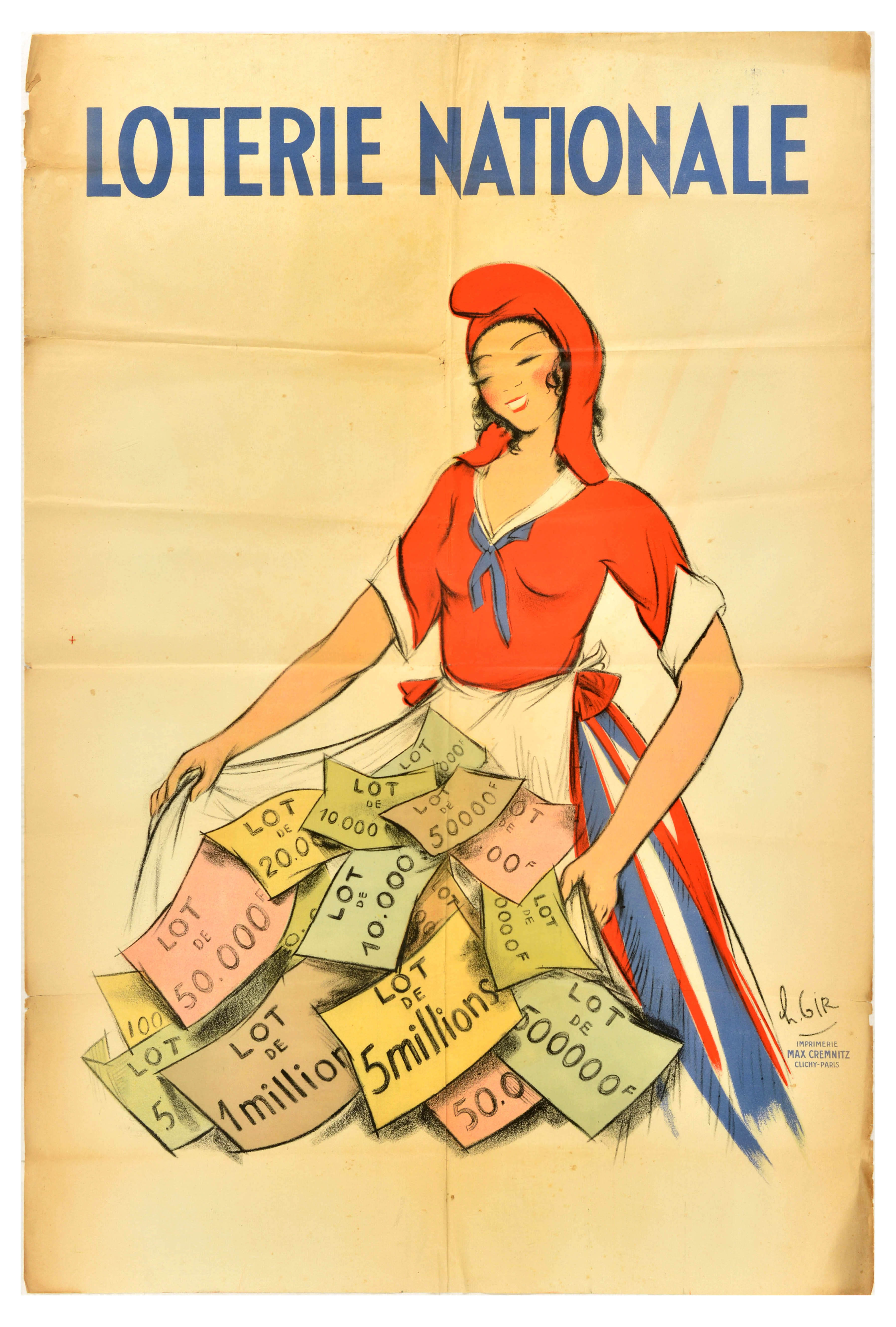 Advertising Poster Loterie Nationale Dress France Money National Lottery