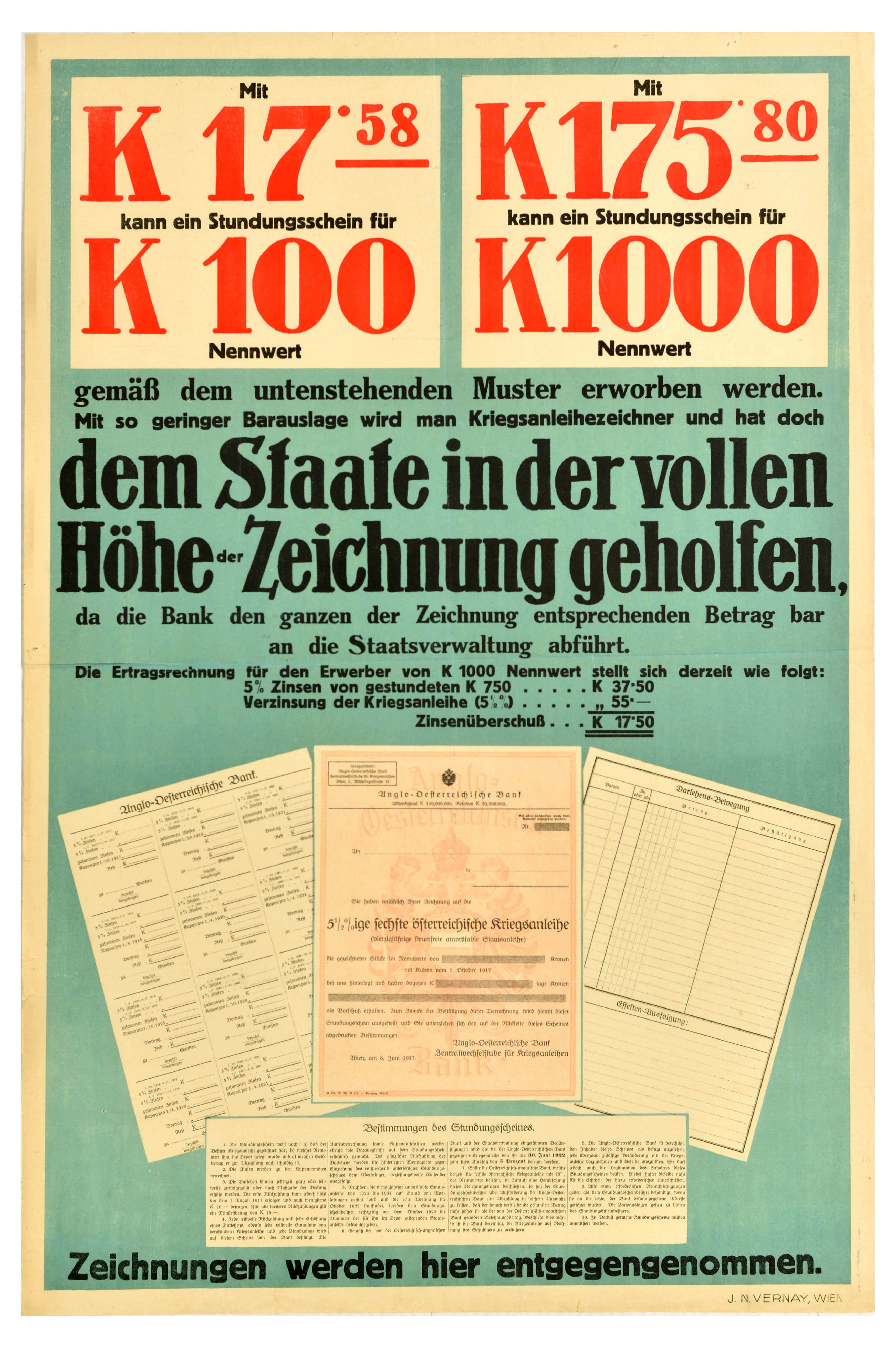 War Poster Set WWI Bonds Currency Austria Germany - Image 6 of 6