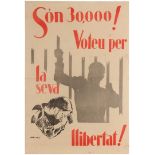 Propaganda Poster Spanish Civil War Freedom Vote Catalonia 1936