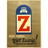 Propaganda Poster Petrol Economy Dutch Transport Art Deco