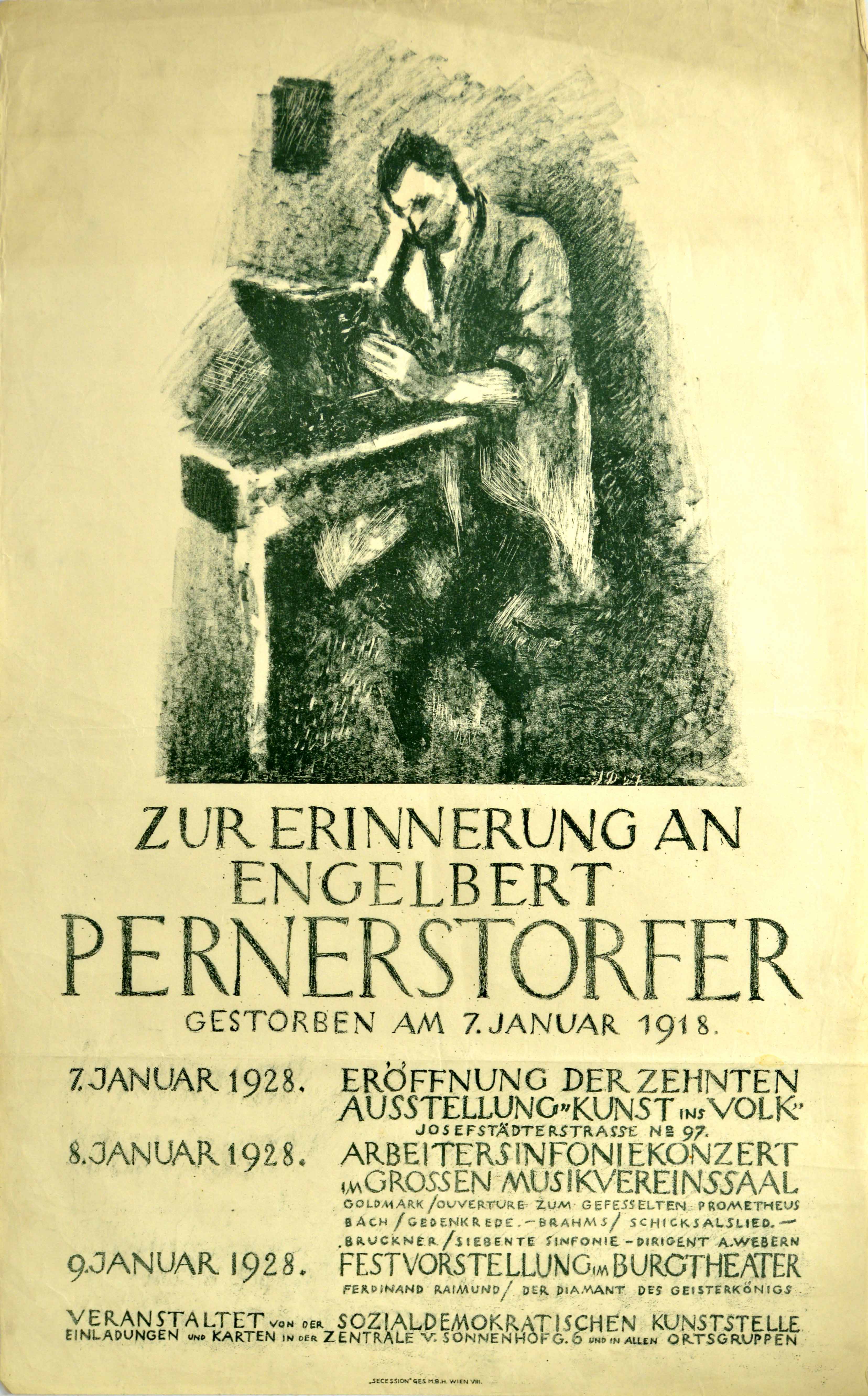 Advertising Poster In Memory Of Engelbert Pernerstorfer