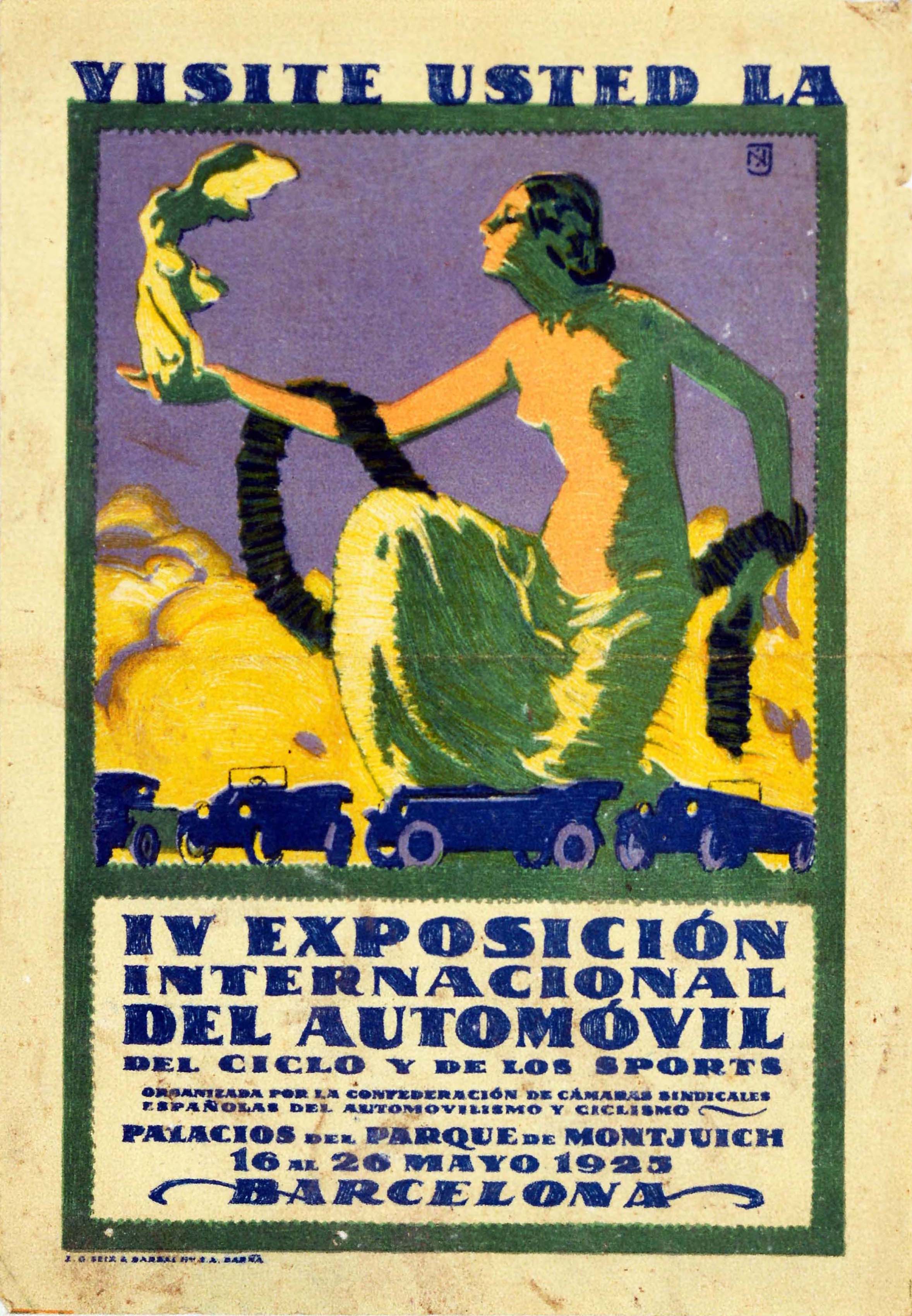 Advertising Poster Barcelona Motor Show Montjuich Art Deco