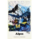 Travel Poster Alpes Butterfly Salvador Dali SNCF German