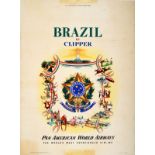 Travel Poster Brazil Pan Am Airline Clipper