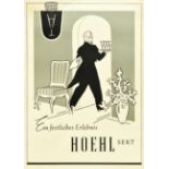 Advertising Poster Hoehl Sekt Champagne Sparkling Wine Waiter