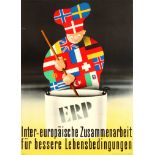 Propaganda Poster ERP Cooking Pot Europe Cook Marshall Plan Inter-European Cooperation