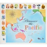 Travel Poster Pacific Ocean Islands Illustrated Map