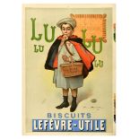 Advertising Poster Lu Biscuit Lefevre Utile Little Schoolboy Firmin Bouisset