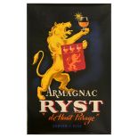 Advertising Poster Armagnac Ryst Brandy Drink Alcohol Lion