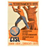 Propaganda Poster CISL Workers Union Membership 1955
