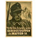 Propaganda Poster Waffen SS Mountain Troops Gebirgstruppen WWII