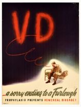 Propaganda Poster Venereal Disease VD Sorry Ending Furlough Soldier Health