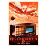 Advertising Poster Telefunken Radio 337 Art Deco Nawi Reflex Super