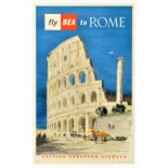 Travel Poster Fly BEA To Rome Italy British European Airways