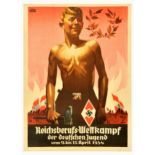 Propaganda Poster Third Reich Deutschen Jugend Hitler Youth Nazi Germany