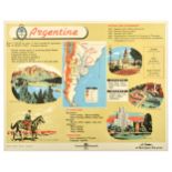Travel Poster Argentina South American Saint Line Map Educational Productions