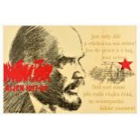 Propaganda Poster October Revolution Lenin Czechoslovakia Socialism