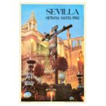 Travel Poster Sevilla Semana Santa Holy Week Crucifix
