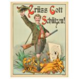 Propaganda Poster Gruss Gott Schutzen Shooting Club Greeting