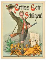 Propaganda Poster Gruss Gott Schutzen Shooting Club Greeting