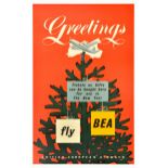 Travel Poster BEA Greetings Christmas New Year Airways