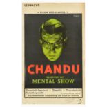 Advertising Poster Chandu Mental Show Telepathy Magic Hand Signed Jeness