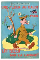 Propaganda Poster Une Fleur Au Calot Careless Talk Soldier Military