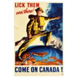 War Poster WWII Lick Them Over There Canada