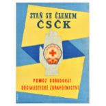 Propaganda Poster Czechoslovakia Red Cross Socialism Health Care