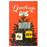 Travel Poster BEA Greetings Christmas New Year Airways