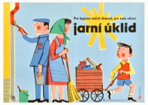 Propaganda Poster Spring Cleaning Hygiene Health Czechoslovakia