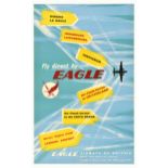 Travel Poster Eagle Airways Of Britain Fly Direct Airline Midcentury