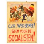 Propaganda Poster Socialist CVP Christian People Party Belgium Elections