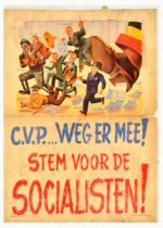 Propaganda Poster Socialist CVP Christian People Party Belgium Elections