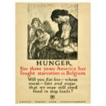 War Poster Hunger Starvation In Belgium WWI USA Home Front