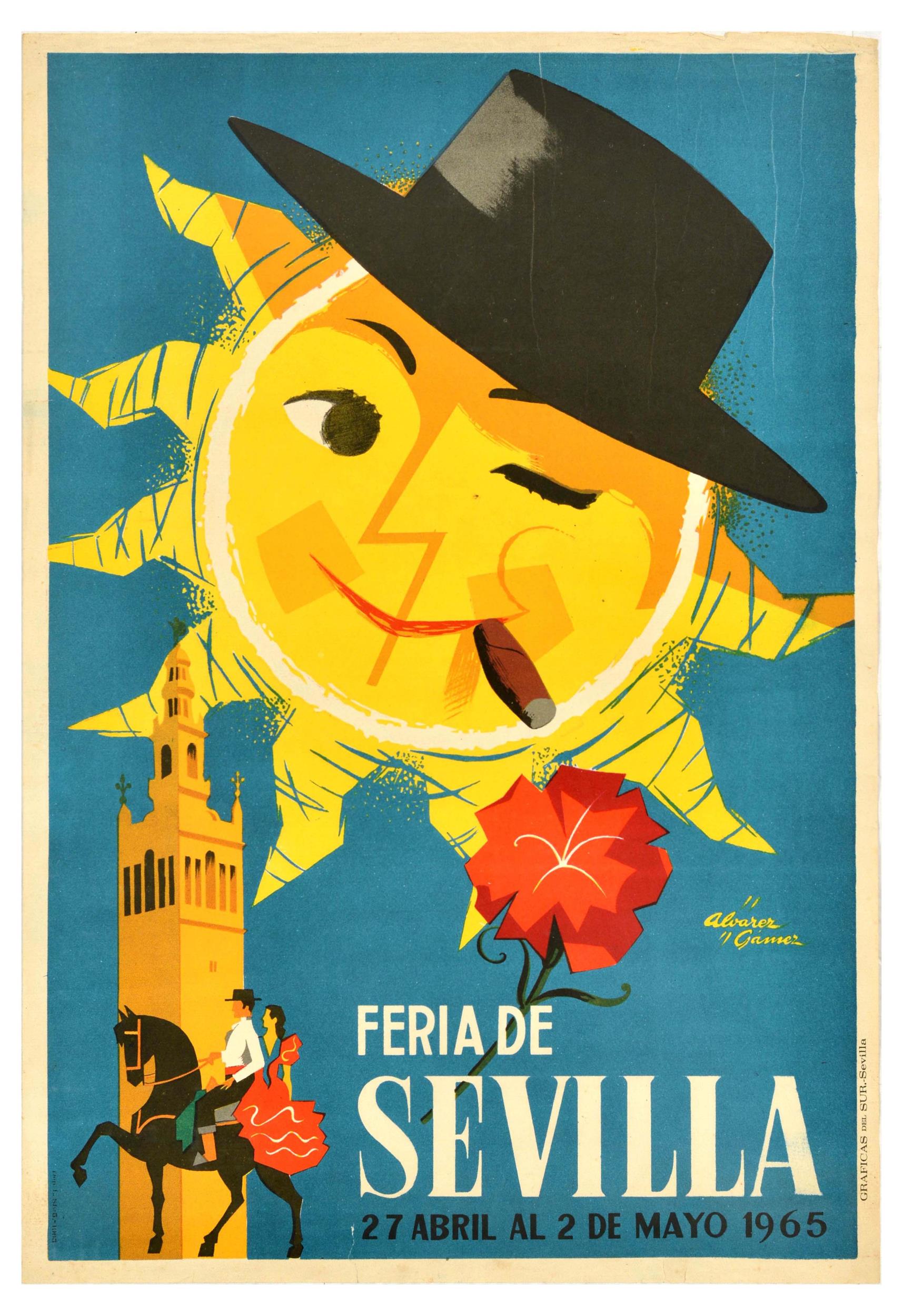 Travel Poster Feria De Sevilla Sun Spain Seville Fair