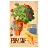 Travel Poster Espagne Spain Morell Beach Floral Motive